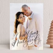 "Merrily Ever After" - Holiday Cards in Coal by Jackie Crawford - Front