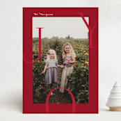 "Joy Border" - Holiday Cards in Poinsettia by Brianne Larsen - Front