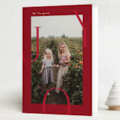 "Joy Border" - Holiday Cards in Poinsettia by Brianne Larsen - Folded Card