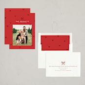 "Bow-tied" - Holiday Cards in Cardinal by Melanie Kosuge - Assembled