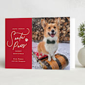 "Here Comes Santa Paws" - Holiday Cards in Candied Apple by Everett Paper Goods - Folded Card