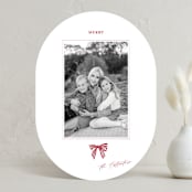 "Stamped with a Bow" - Holiday Cards in Candy Cane by Mere Paper - Front