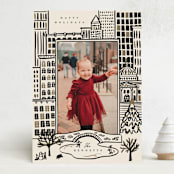 "City Sketch" - Holiday Cards in Licorice by Ekko Studio - Front
