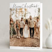 "Scripted Christmas" - Holiday Cards in Snow by Angie Gubler Design - Folded Card
