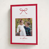 "Scallop Bow" - Holiday Cards in Peppermint by Emily Betts - Folded Card
