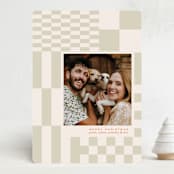 "Checker" - Holiday Cards in Latte by Kennedi Shaw - Front