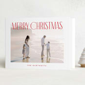 "Merry Title" - Holiday Cards in Poinsettia by Brooke Chandler - Folded Card