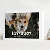 "Puppy Love and Joy" - Holiday Cards in Snow by Hooray Creative - Folded Card