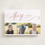 "Merrily" - Holiday Cards in Cranberry by Janean Hinger - Front