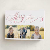 "Merrily" - Holiday Cards in Cranberry by Janean Hinger - Folded Card