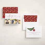 "Merrily" - Holiday Cards in Cranberry by Janean Hinger - Assembled