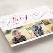 "Merrily" - Holiday Cards in Cranberry by Janean Hinger - Detail