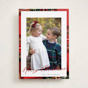 "Yule Plaid" - Holiday Cards in Classic Red by Cindy Reynolds - Front