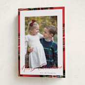 "Yule Plaid" - Holiday Cards in Classic Red by Cindy Reynolds - Folded Card