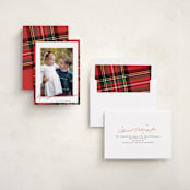 "Yule Plaid" - Holiday Cards in Classic Red by Cindy Reynolds - Assembled