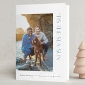 "Tis the Sea-Sun" - Holiday Cards in Sea Spray by Corinne Malesic - Folded Card