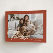 "Retro Writing" - Holiday Cards in Rust by Ani Somi - Folded Card
