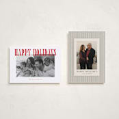 "Happy Holidays!" - Holiday Cards in Candy Cane by Wildfield Paper Co - Photo Orientation Options