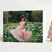 "Merry Linear" - Holiday Cards in Cream by Melanie Severin - Folded Card