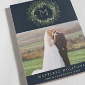"Greenery Wreath" - Holiday Cards in Twilight by Susan Moyal - Detail