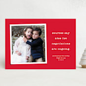 "Nice List negotiations" - Holiday Cards in Candy Cane by Lea Delaveris - Front