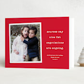 "Nice List negotiations" - Holiday Cards in Candy Cane by Lea Delaveris - Folded Card