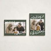 "Merry Christmas" - Holiday Cards in Spruce by Elsa Duncan - Photo Orientation Options