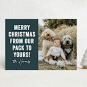 "Our Pack to Yours" - Holiday Cards in Blue Spruce by Brooke Chandler - Front