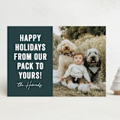 "Our Pack to Yours" - Holiday Cards in Blue Spruce by Brooke Chandler - Front
