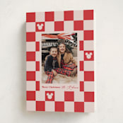 "Disney Mickey Checkerboard" - Holiday Cards in Minnie's Bow by Carrie ONeal - Folded Card
