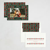 "Folk Flower Frame" - Holiday Cards in Evergreen by Alethea and Ruth - Assembled