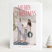 "Merry Title" - Holiday Cards in Poinsettia by Brooke Chandler - Folded Card