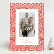 "Winter Folk Floral" - Holiday Cards in Peppermint by Julie Murray - Front