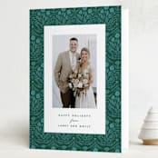 "Winter Folk Floral" - Holiday Cards in Forest by Julie Murray - Folded Card