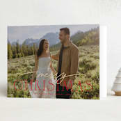 "Very Merry Christmas!" - Holiday Cards in Cranberry by Wildfield Paper Co - Folded Card