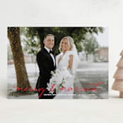 "Merry and Married" - Holiday Cards in Santa Suit by Design Lotus - Front
