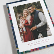 "Plaid Framed" - Holiday Cards in Navy by Lea Delaveris - Detail