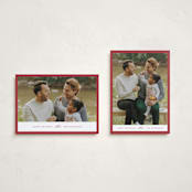 "Edge" - Holiday Cards in Berry by Angela Thompson - Photo Orientation Options