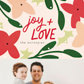 "Floral Pop" - Holiday Cards in Cherry by Lindsay Megahed - Detail