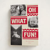 "Ski Slope" - Holiday Cards in Cranberry by Baumbirdy - Folded Card