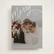 "Merry Hand Lettered Script" - Holiday Cards in Wedding Cake by Becky Nimoy - Front