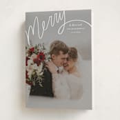 "Merry Hand Lettered Script" - Holiday Cards in Wedding Cake by Becky Nimoy - Folded Card