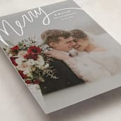 "Merry Hand Lettered Script" - Holiday Cards in Wedding Cake by Becky Nimoy - Detail