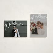 "Merry Hand Lettered Script" - Holiday Cards in Wedding Cake by Becky Nimoy - Photo Orientation Options