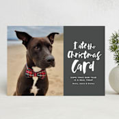 "I ate the nice list" - Holiday Cards in Charcoal by Lea Delaveris - Front