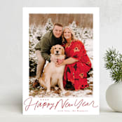 "Pencilled In" - Holiday Cards in Berry by Everett Paper Goods - Front