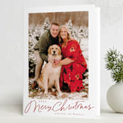 "Pencilled In" - Holiday Cards in Berry by Everett Paper Goods - Folded Card