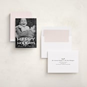 "Happy Holidays Retro Lettering" - Holiday Cards in Snow by Becky Nimoy - Assembled