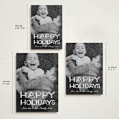 "Happy Holidays Retro Lettering" - Holiday Cards in Snow by Becky Nimoy - Formats Available