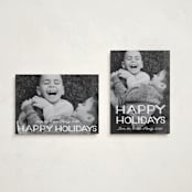 "Happy Holidays Retro Lettering" - Holiday Cards in Snow by Becky Nimoy - Photo Orientation Options